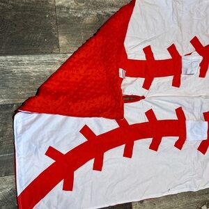 Red and White Baseball Stitch Carseat Canopy